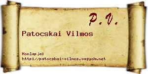Patocskai Vilmos névjegykártya